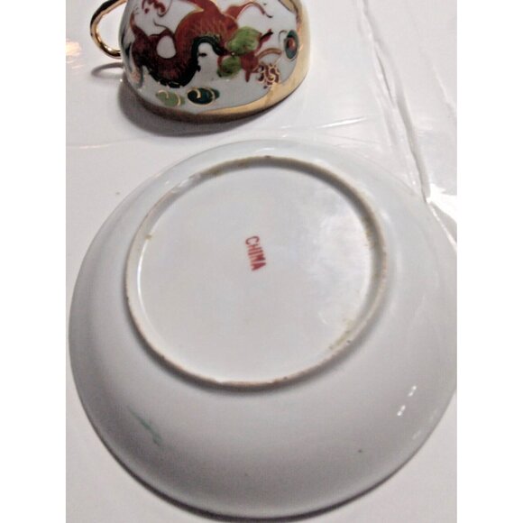 Chinese Dragon Hand Made Eggshell Porcelain Tea Cup & Saucer 22K Gold gilt - Picture 13 of 16